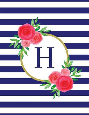 Download Navy and White Striped Coral Floral Monogram Journal with Letter H - D H Art Press | ePub