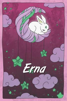 Download Erna: personalized notebook sleeping bunny on the moon with stars softcover 120 pages blank useful as notebook, dream diary, scrapbook, journal or gift idea - Jenny Illus file in PDF